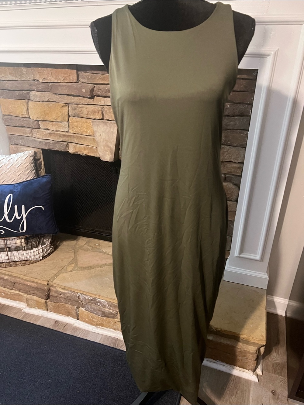 SPANX Sleeveless Maxi Dress in Olive Green